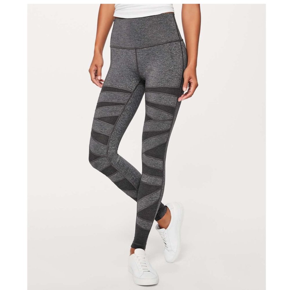 Lululemon Wunder Under Pant High Rise Tech Mesh 29" / Size 4 / Heathered Black